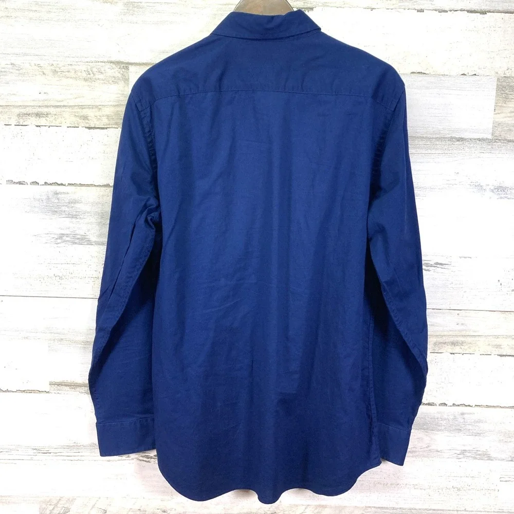 Banana Republic Mens Blue Stretch Soft Wash Slim Fit Button Dn Cotton Shirt Sz L